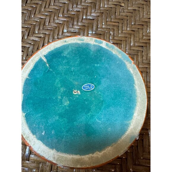 Vintage Fitz & Floyd Ceramic Vase Base Turquoise & Orange  Candle Holder - Picture 4 of 6